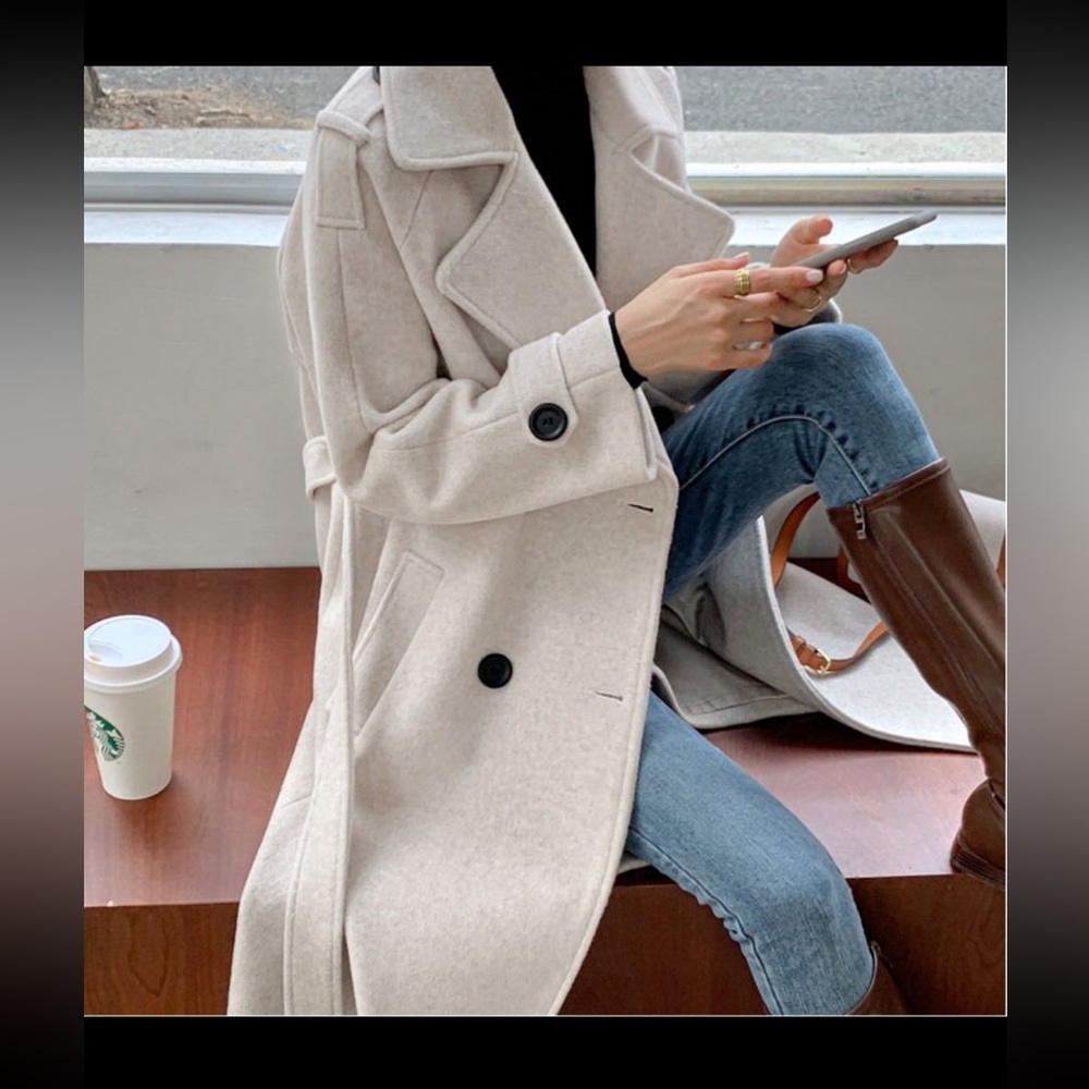 Wool trench coat jacket